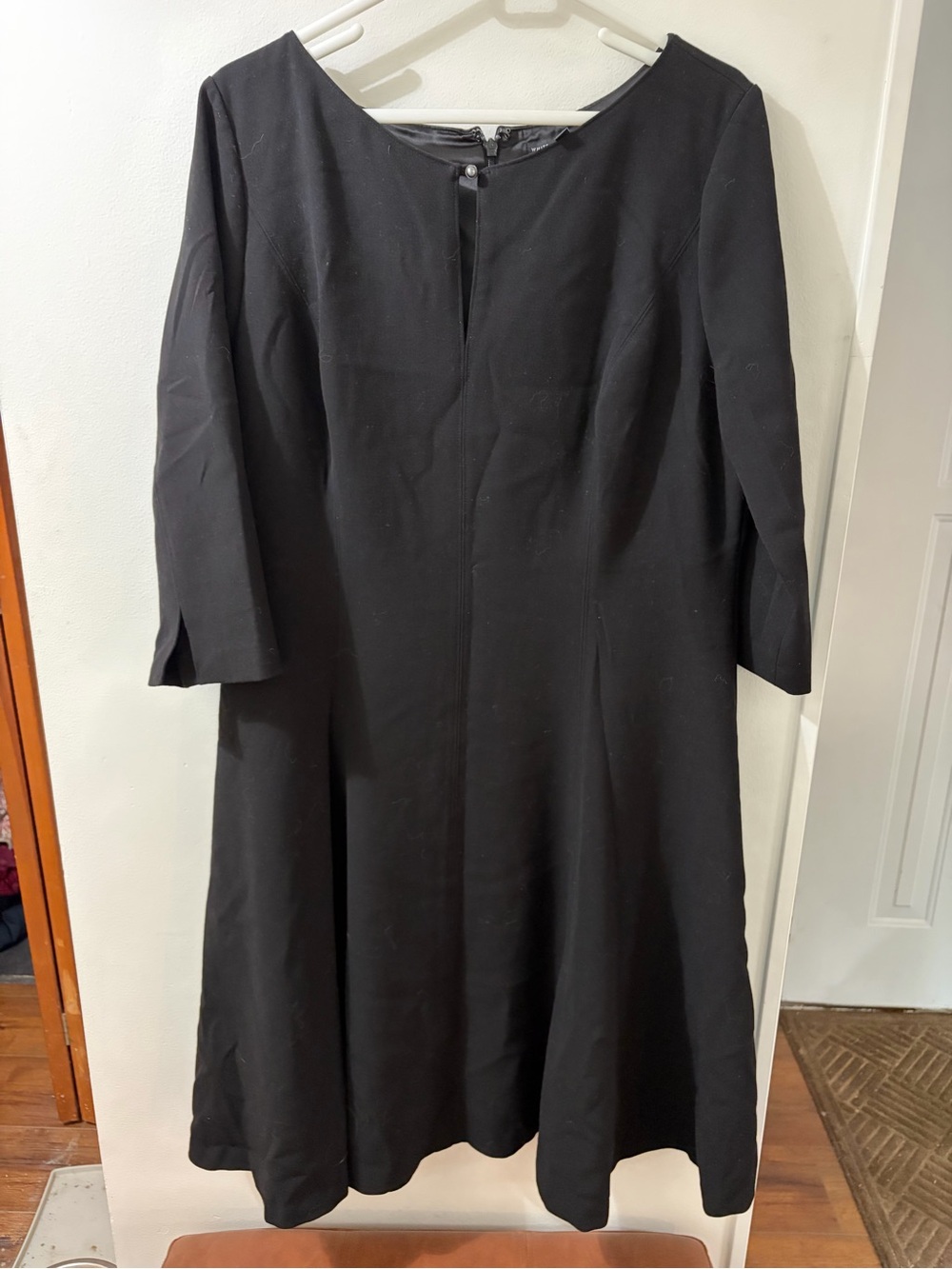 White House Black Market Black A-Line Three-Quarter Sleeve Dress
